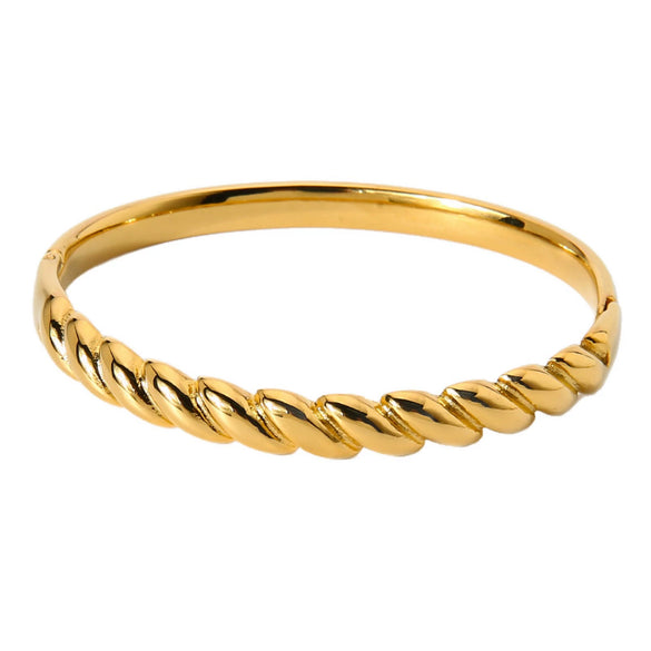 Trendy Geometric Stainless Steel Braided Clasp Bracelet 18K Gold Plated Waterproof Jewelry For Women