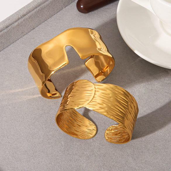 Trendy Geometric Stainless Steel Electroplated Wide Open Bracelet Highend Accessory