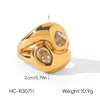 Trendy Geometric Stainless Steel Electroplated Zircon Ring For Women