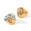 Trendy Geometric Stainless Steel Electroplated Zircon Ring For Women
