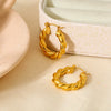 Trendy Geometric Stainless Steel 18K Gold Electroplated Hoop Earrings For Women