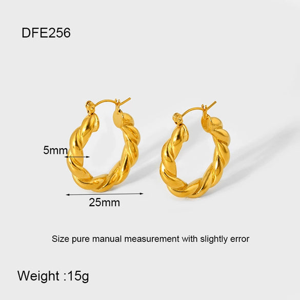 Trendy Geometric Stainless Steel 18K Gold Electroplated Hoop Earrings For Women