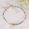 Trendy Handmade Yellow Smiley Rice Beads Clavicle Chain Bohemian Short Necklace With Geometric Design And Beaded Treatment
