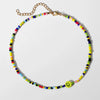 Trendy Handmade Yellow Smiley Rice Beads Clavicle Chain Bohemian Short Necklace With Geometric Design And Beaded Treatment