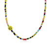 Trendy Handmade Yellow Smiley Rice Beads Clavicle Chain Bohemian Short Necklace With Geometric Design And Beaded Treatment