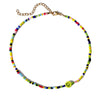 Trendy Handmade Yellow Smiley Rice Beads Clavicle Chain Bohemian Short Necklace With Geometric Design And Beaded Treatment