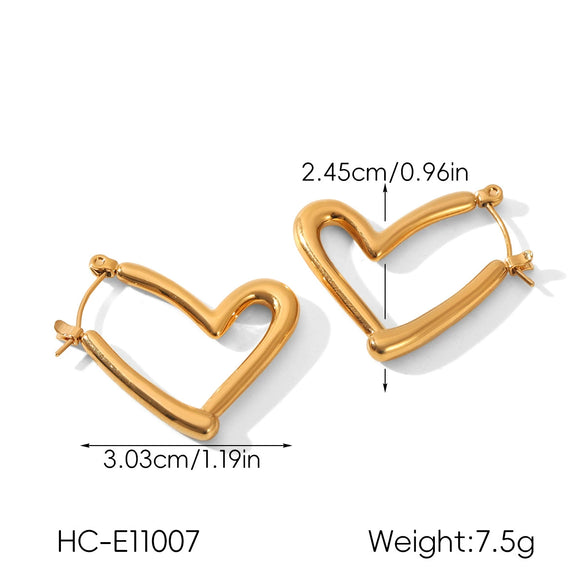 Trendy Heartshaped Geometric Stainless Steel Earrings With Electroplating For Women