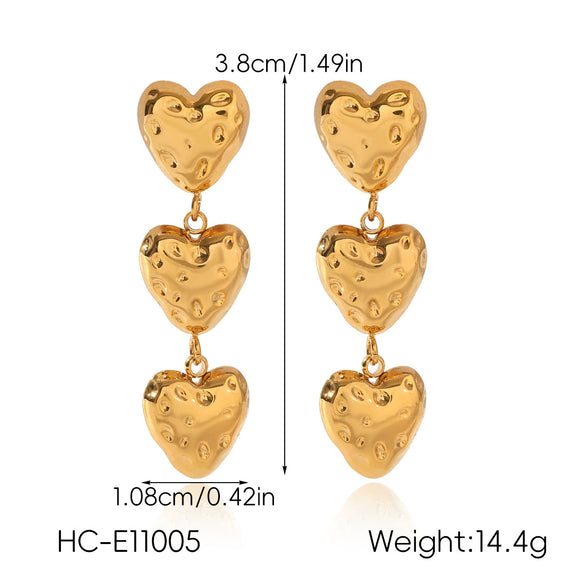Trendy Heartshaped Geometric Stainless Steel Earrings With Electroplating For Women