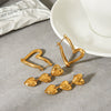 Trendy Heartshaped Geometric Stainless Steel Earrings With Electroplating For Women