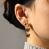 Trendy Heartshaped Geometric Stainless Steel Earrings With Electroplating For Women