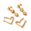 Trendy Heartshaped Geometric Stainless Steel Earrings With Electroplating For Women