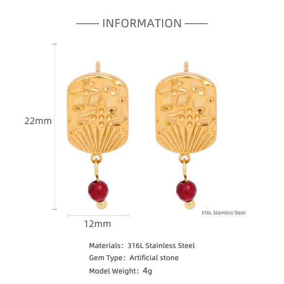 Trendy Hollow Double Ring Button Hoop Earrings Stainless Steel Electroplating Women's