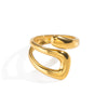 Trendy Hollow Geometric Open Stainless Steel 18K Gold Plated Adjustable Ring Jewelry For Women