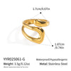 Trendy Hollow Geometric Open Stainless Steel 18K Gold Plated Adjustable Ring Jewelry For Women