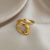 Trendy Hollow Geometric Open Stainless Steel 18K Gold Plated Adjustable Ring Jewelry For Women