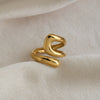 Trendy Hollow Geometric Open Stainless Steel 18K Gold Plated Adjustable Ring Jewelry For Women