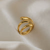 Trendy Hollow Geometric Open Stainless Steel 18K Gold Plated Adjustable Ring Jewelry For Women
