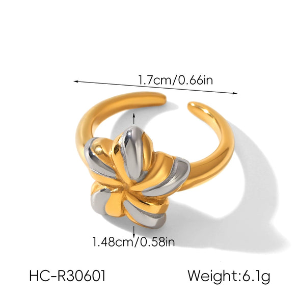 Trendy Ins Style Geometric Fivepointed Star Open Electroplated Stainless Steel Ring For Women