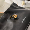 Trendy Ins Style Geometric Fivepointed Star Open Electroplated Stainless Steel Ring For Women
