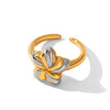 Trendy Ins Style Geometric Fivepointed Star Open Electroplated Stainless Steel Ring For Women