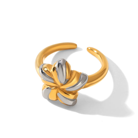 Trendy Ins Style Geometric Fivepointed Star Open Electroplated Stainless Steel Ring For Women