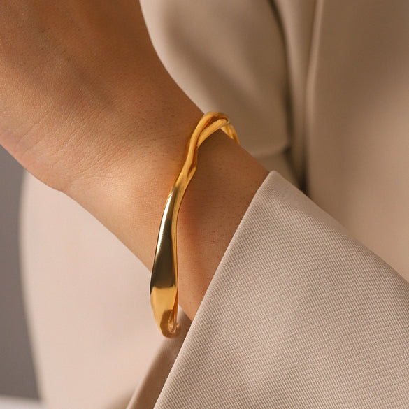 Trendy Irregular Geometric Stainless Steel Electroplated 18K Gold Nonfading Bracelet Jewelry Accessory