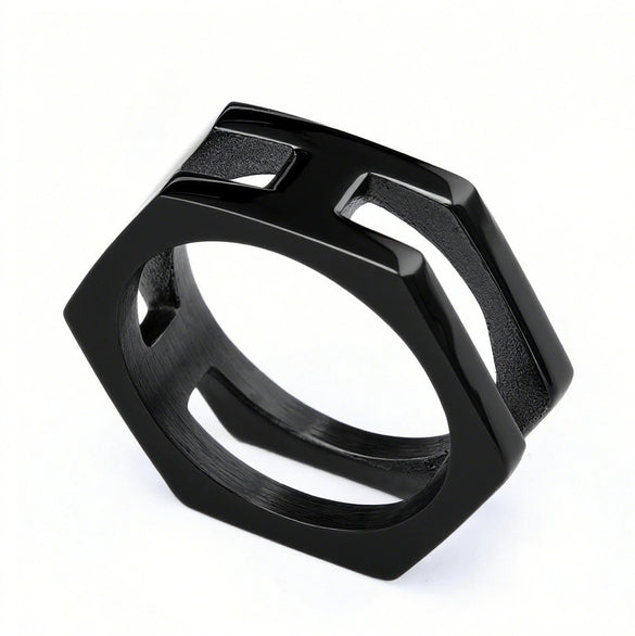 Trendy Irregular Polygon Unisex Ring Stainless Steel Gold Plated With Animal Zodiac Pattern
