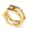 Trendy Irregular Polygon Unisex Ring Stainless Steel Gold Plated With Animal Zodiac Pattern