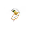 Trendy Light Luxury Geometric Gold Inlaid Stainless Steel Adjustable Fruit Ring For Women