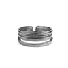 Trendy Metal Texture Ring In Cold Style With Geometric Pattern Silver Plated Electroplating For Women