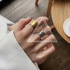 Trendy Metal Texture Ring In Cold Style With Geometric Pattern Silver Plated Electroplating For Women