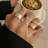 Trendy Metal Texture Ring In Cold Style With Geometric Pattern Silver Plated Electroplating For Women