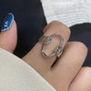 Trendy Metal Texture Ring In Cold Style With Geometric Pattern Silver Plated Electroplating For Women