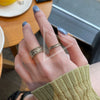 Trendy Metal Texture Ring In Cold Style With Geometric Pattern Silver Plated Electroplating For Women