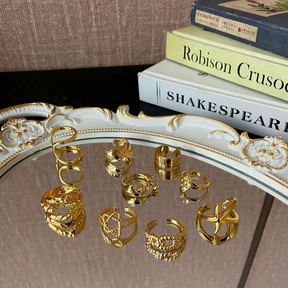 Trendy Metal Texture Ring In Cold Style With Geometric Pattern Silver Plated Electroplating For Women