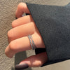 Trendy Metal Texture Ring In Cold Style With Geometric Pattern Silver Plated Electroplating For Women