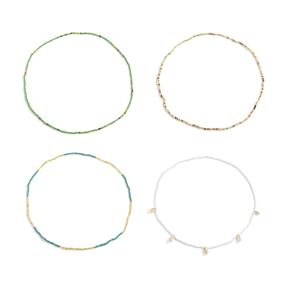 Trendy Mixed Color Bead And Shell Waist Chain Body Chain Set For Women