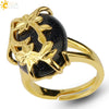 Trendy Natural Stone Gold Plated Flower Adjustable Open Ring Minimalist Floral Statement Ring For Unisex