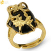 Trendy Natural Stone Gold Plated Flower Adjustable Open Ring Minimalist Floral Statement Ring For Unisex