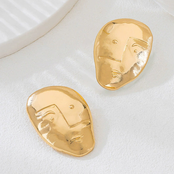 Trendy New Style Geometric Faceshaped Women's Electroplated Alloy And Stainless Steel Fashion Earrings
