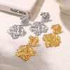 Trendy Niche Style Hammer Pattern Pleated Leaves Exaggerated Earrings 316L Stainless Steel Geometric Pvd Electroplated Jewelry For Women