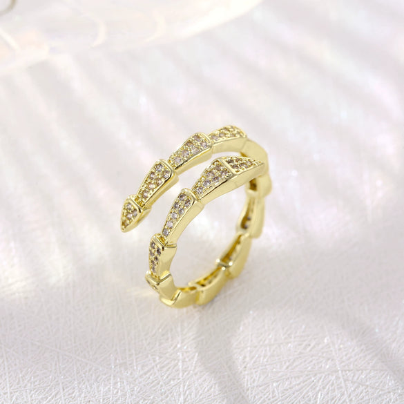 Trendy Open Adjustable Geometric Zircon Ring For Women Micro Pave Personality Index Finger Jewelry