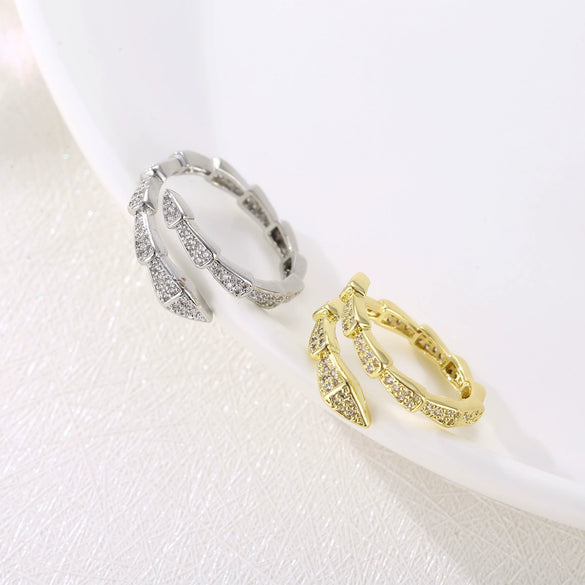 Trendy Open Adjustable Geometric Zircon Ring For Women Micro Pave Personality Index Finger Jewelry