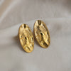 Trendy Oval Striped Stainless Steel 18K Gold Plated Earrings Unisex Geometric Ear Accessories