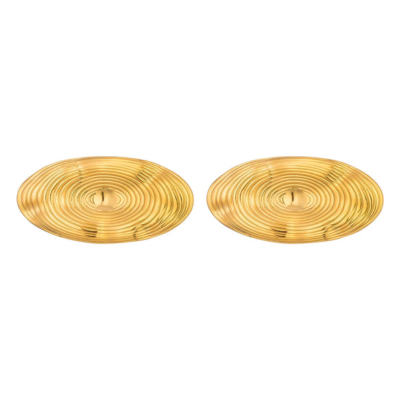 Trendy Oval Striped Stainless Steel 18K Gold Plated Earrings Unisex Geometric Ear Accessories