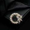 Trendy Pearl Bow Brooch Zinc Alloy Diamond Encrusted Electroplating Clothing Accessories Unisex