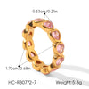 Trendy Pink Zircon Electroplated Geometric Stainless Steel Women's Ring
