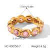 Trendy Pink Zircon Electroplated Geometric Stainless Steel Women's Ring