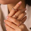 Trendy Pink Zircon Electroplated Geometric Stainless Steel Women's Ring