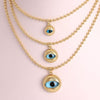 Trendy Retro Fashion Geometric Round Pendant Necklace Copper Inlaid With Colored Glass Ball Chain Unisex